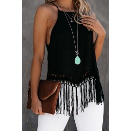 Global Girl Tassel Tank In Black